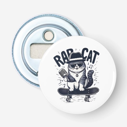 Rap Cat Harmony Button Flesopener (Voorkant)