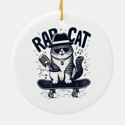 Rap Cat Harmony Keramisch Ornament (Achterkant)