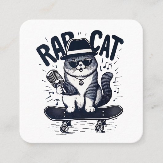 Rap Cat Harmony Vierkante Visitekaartje (Voorkant)