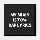 Rap Music Gift Funny Rapper Joke Brain Is 70% Rap  Magneet (Voorkant)