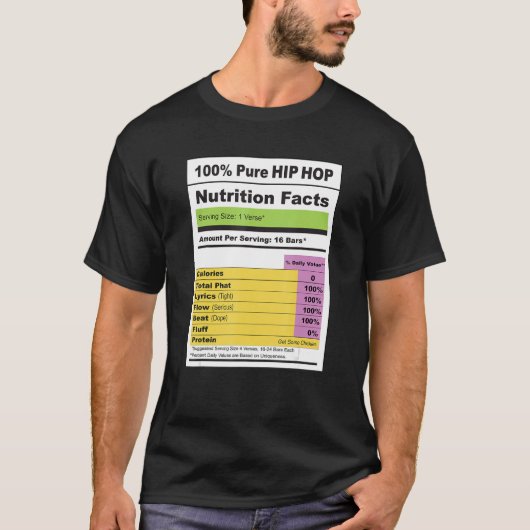 Rap Music HIP HOP Nutrition Facts Label T-shirt (Voorkant)