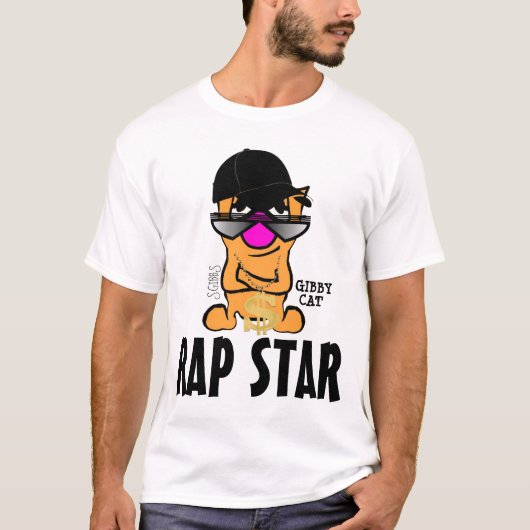 RAP STAR, Hip Hop, Gibby Cat, Funny T-shirts (Voorkant)