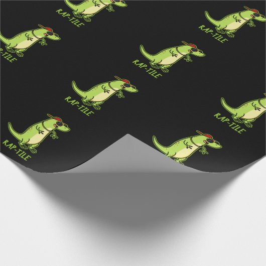 Rap-tegel Funny Reptile Lizard Pun Dark BG Cadeaupapier (Hoek)