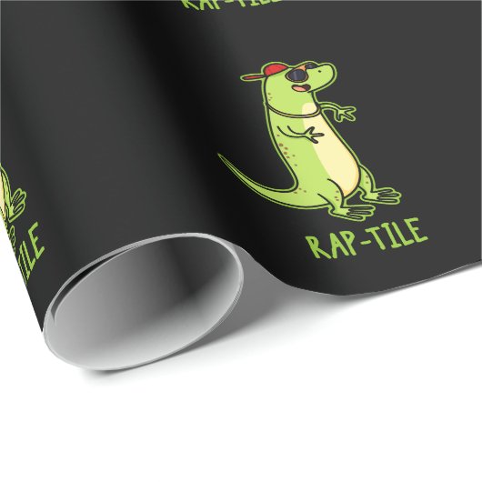 Rap-tegel Funny Reptile Lizard Pun Dark BG Cadeaupapier (Rol Hoek)