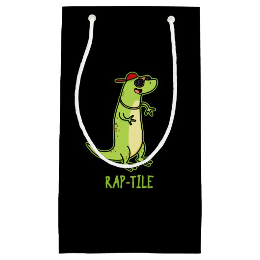 Rap-tegel Funny Reptile Lizard Pun Dark BG Klein Cadeauzakje (Voorkant)