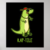 Rap-tegel Funny Reptile Lizard Pun Dark BG Poster (Voorkant)