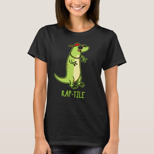 Rap-tegel Funny Reptile Lizard Pun Dark BG T-shirt (Voorkant)
