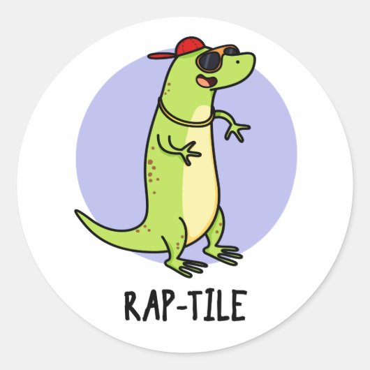 Rap-tegel Funny Reptile Lizard Pun Ronde Sticker (Voorkant)