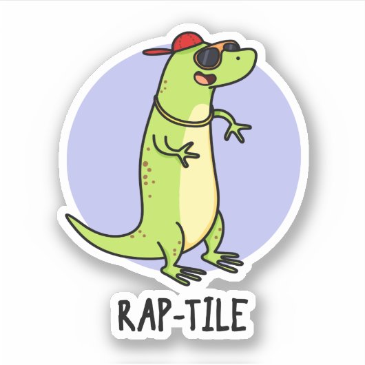 Rap-tegel Funny Reptile Lizard Pun Sticker (Voorkant)