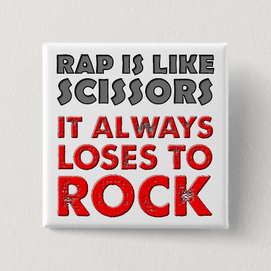 Rap Versus Rock Paper Scissors Funny Button Badge (Voorkant)
