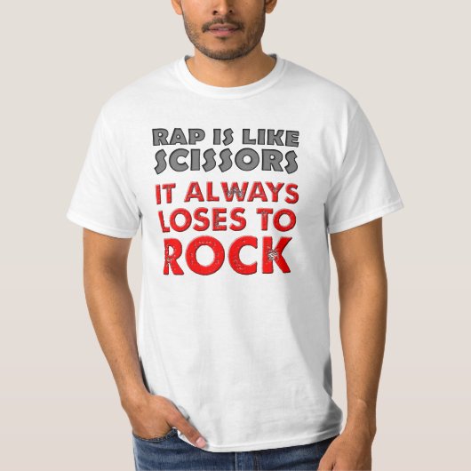 Rap Versus Rock Paper Scissors Grappig T-shirt (Voorkant)