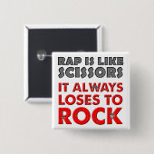 Rap Versus Rock Paper Scissors Grappige Knop Badge Vierkante Button 5,1 Cm (Voorkant /achterkant)