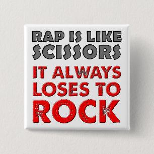 Rap Versus Rock Paper Scissors Grappige Knop Badge Vierkante Button 5,1 Cm