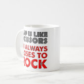 Rap Versus Rock Paper Scissors Grappige Mok (Voorkant links)