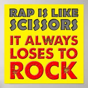 Rap Versus Rock Paper Scissors Grappige Poster Bor