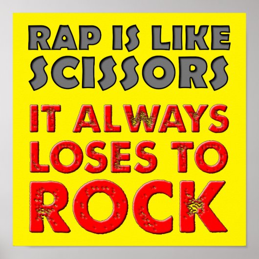 Rap Versus Rock Paper Scissors Grappige Poster Bor (Voorkant)