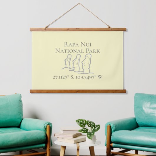 Rapa Nui Latitude & Lengtegraad Hangend Wandkleed (Woonkamer)