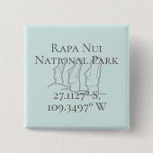 Rapa Nui Latitude & Lengtegraad Vierkante Button 5,1 Cm (Voorkant)