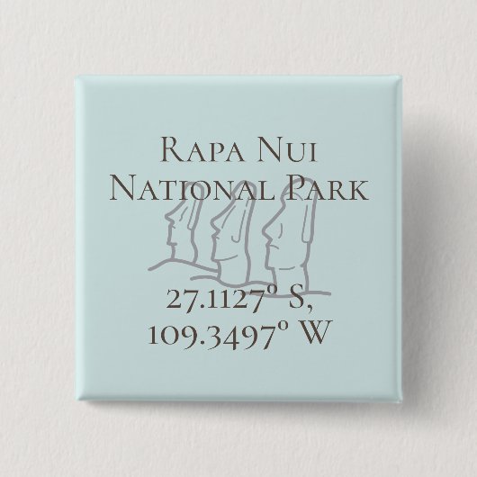 Rapa Nui Latitude & Lengtegraad Vierkante Button 5,1 Cm (Voorkant)