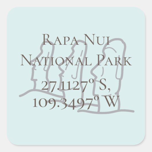 Rapa Nui Latitude & Lengtegraad Vierkante Sticker (Voorkant)