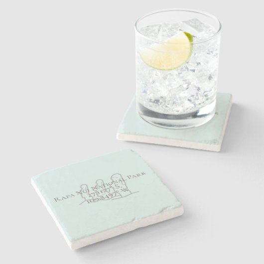 Rapa Nui Latitude & Longitude  Stenen Onderzetter (Zijkant)