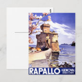Rapallo Genova Italië Poster voor reizen Briefkaart (Voorkant / Achterkant)