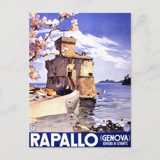 Rapallo Genova Italië Poster voor reizen Briefkaart (Voorkant)