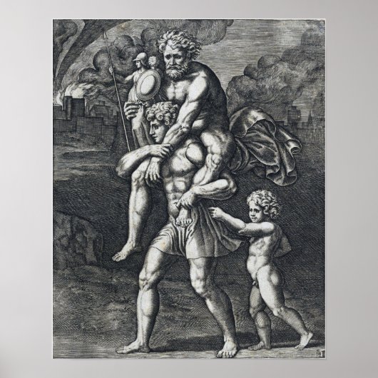 Raphael - Aeneas die anchises vervoert Poster (Voorkant)