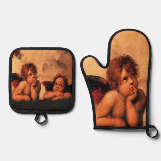 Raphael Angelic Cherub Art Ovenwant & Pannenlap Set (Voorkant)