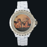Raphael Angelic Cherubs Horloge<br><div class="desc">Angelische kerubs van de Sistine Chapel door Raphael. Labels: "sistine chapel",  Christelijk,  spiritueel,  kerubs,  angel,  raphael,  kunst,  religie,  engelen,  religie,  katholiek,  kerst,  "twee engelen",  "twee kerubs",  "kerstengelen",  spiritualiteit,  geloof,  overtuiging,  "Christelijke kunst",  "fijne kunst", </div>