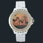 Raphael Angelic Cherubs Horloge<br><div class="desc">Angelische kerubs van de Sistine Chapel door Raphael. Labels: "sistine chapel",  Christelijk,  spiritueel,  kerubs,  angel,  raphael,  kunst,  religie,  engelen,  religie,  katholiek,  kerst,  "twee engelen",  "twee kerubs",  "kerstengelen",  spiritualiteit,  geloof,  overtuiging,  "Christelijke kunst",  "fijne kunst", </div>