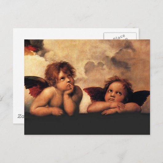 Raphael Cherubs Sistine Madonna 2 Angels Briefkaart (Voorkant / Achterkant)