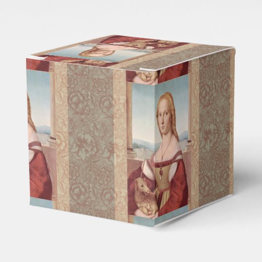 Raphael Dame en de Eenhoorn Klassieke fijne kunst Bedankdoosjes (Voorkant Zijde)