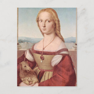 Raphael Dame en de Eenhoorn Klassieke fijne kunst Briefkaart