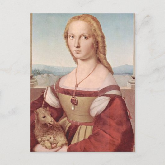 Raphael Dame en de Eenhoorn Klassieke fijne kunst Briefkaart (Voorkant)