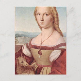 Raphael Dame en de Eenhoorn Klassieke fijne kunst Briefkaart