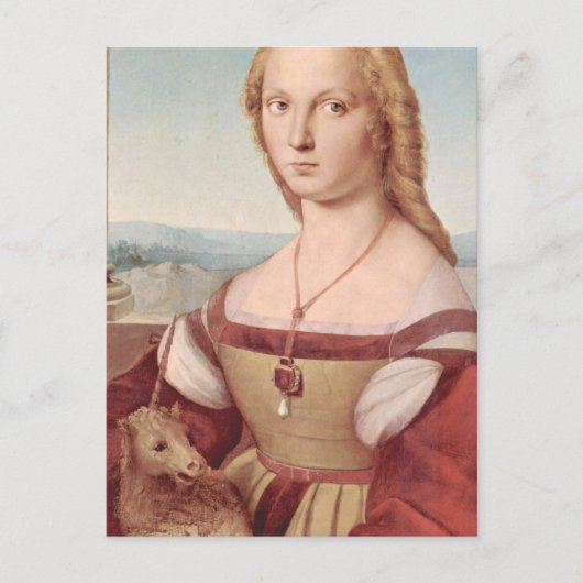 Raphael Dame en de Eenhoorn Klassieke fijne kunst Briefkaart (Voorkant)