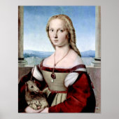 Raphael - Dame met eenhoorn - Raffaello Santi Poster (Voorkant)