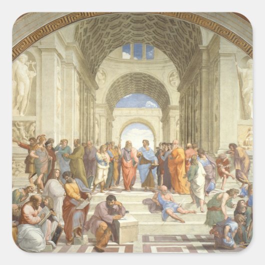 Raphael - De School van Athene Vierkante Sticker (Voorkant)