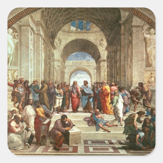 Raphael - De School van Athene Vierkante Sticker (Voorkant)