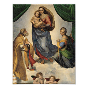Raphael - De Sistine Madonna Foto Afdruk