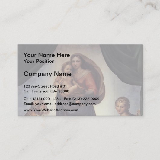 Raphael - De Sistine Madonna Visitekaartje (Voorkant)