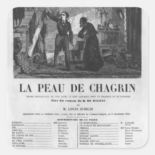 Raphael de Valentin en de verkoopster Vierkante Sticker (Voorkant)