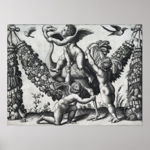 Raphael - drie putti voor een grote klier poster