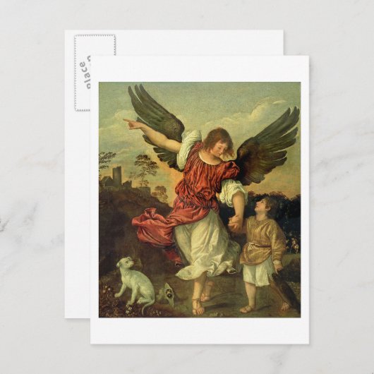 Raphael en Tobias, 1507-8 (olie op het paneel) Briefkaart (Voorkant / Achterkant)