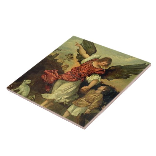 Raphael en Tobias, 1507-8 (olie op het paneel) Tegeltje (Zijkant)