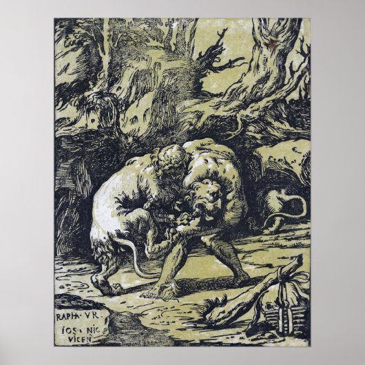 Raphael - Hercules wurgt de Nemeïsche leeuw Poster (Voorkant)