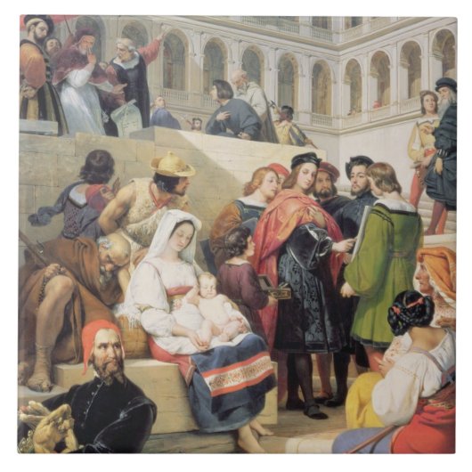 Raphaël in het Vaticaan, 1832 (olie op canvas) Tegeltje (Voorkant)