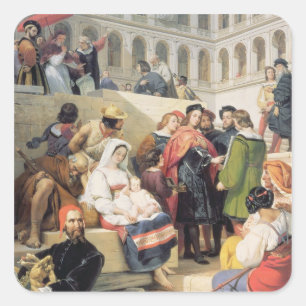 Raphaël in het Vaticaan, 1832 (olie op canvas) Vierkante Sticker