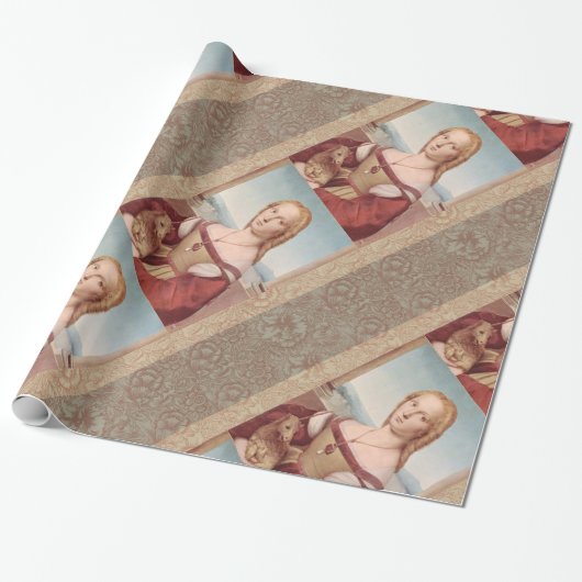 Raphael Lady en Unicorn Classic Cadeaupapier (Uitgerold)